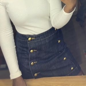 MK Embellished Denim Mini Skirt